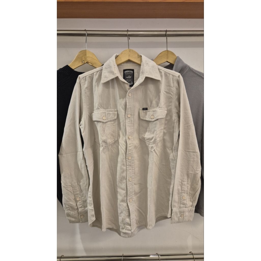 Lea Corduroy Kemeja/Overshirt Lengan Panjang Double Pocket Khaki L