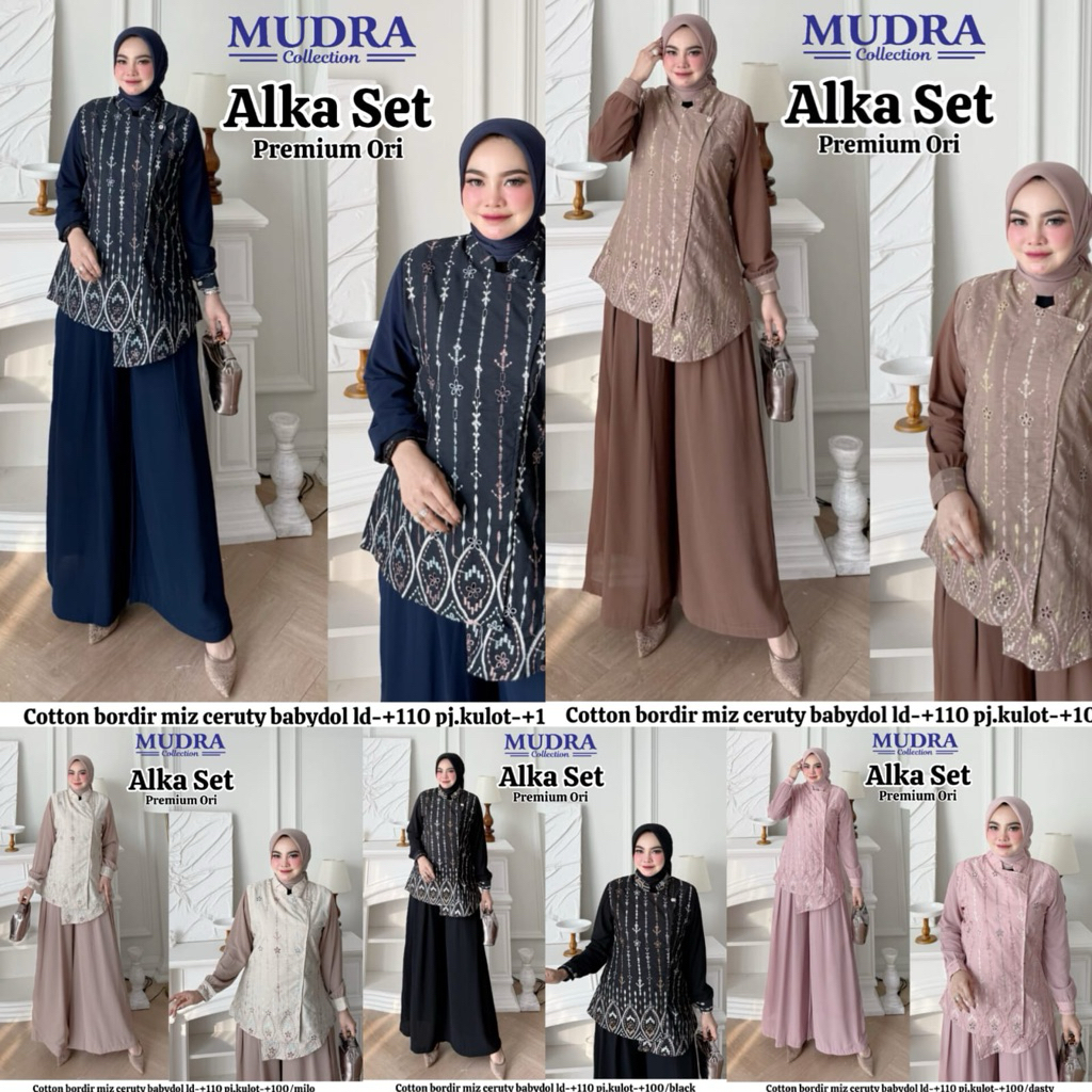 SETELAN TUNIK MEWAH MIX CELANA JEANS PERMIUM MARBEL/ MALAYA/ ALKA ONESET by MUDRA HIJAB
