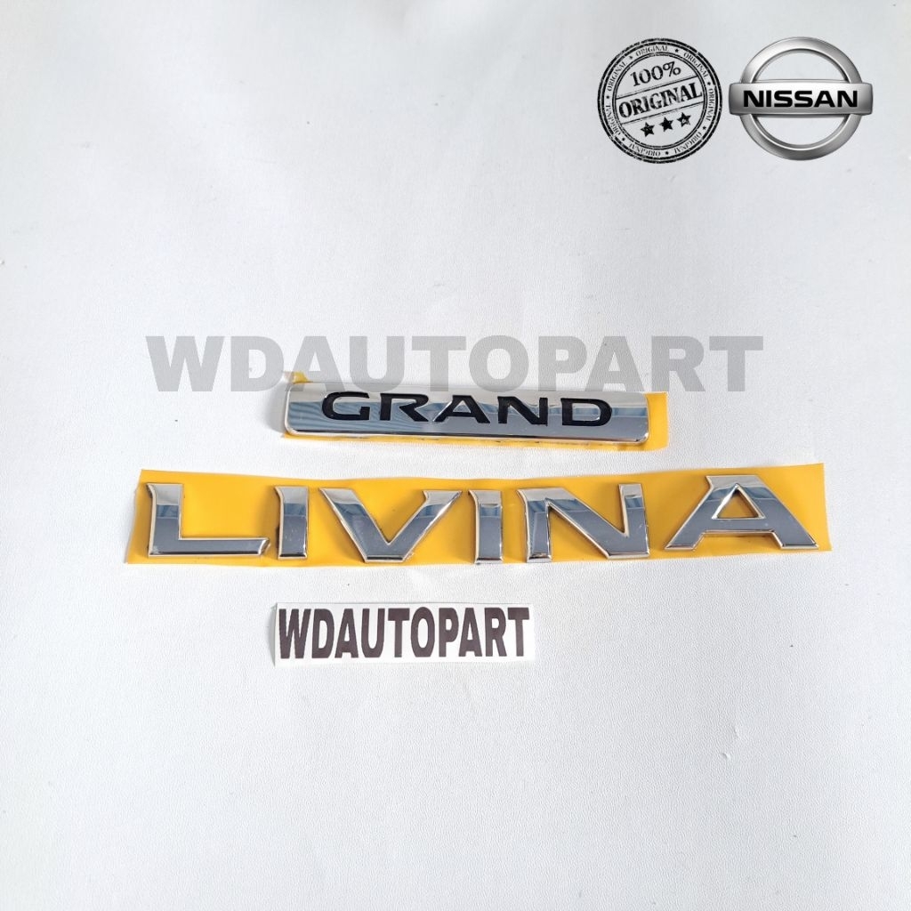 [PROMO] Emblem Logo Bagasi Tulisan GRAND + LIVINA Pisah For Mobil Nissan ORIGINAL CHROME