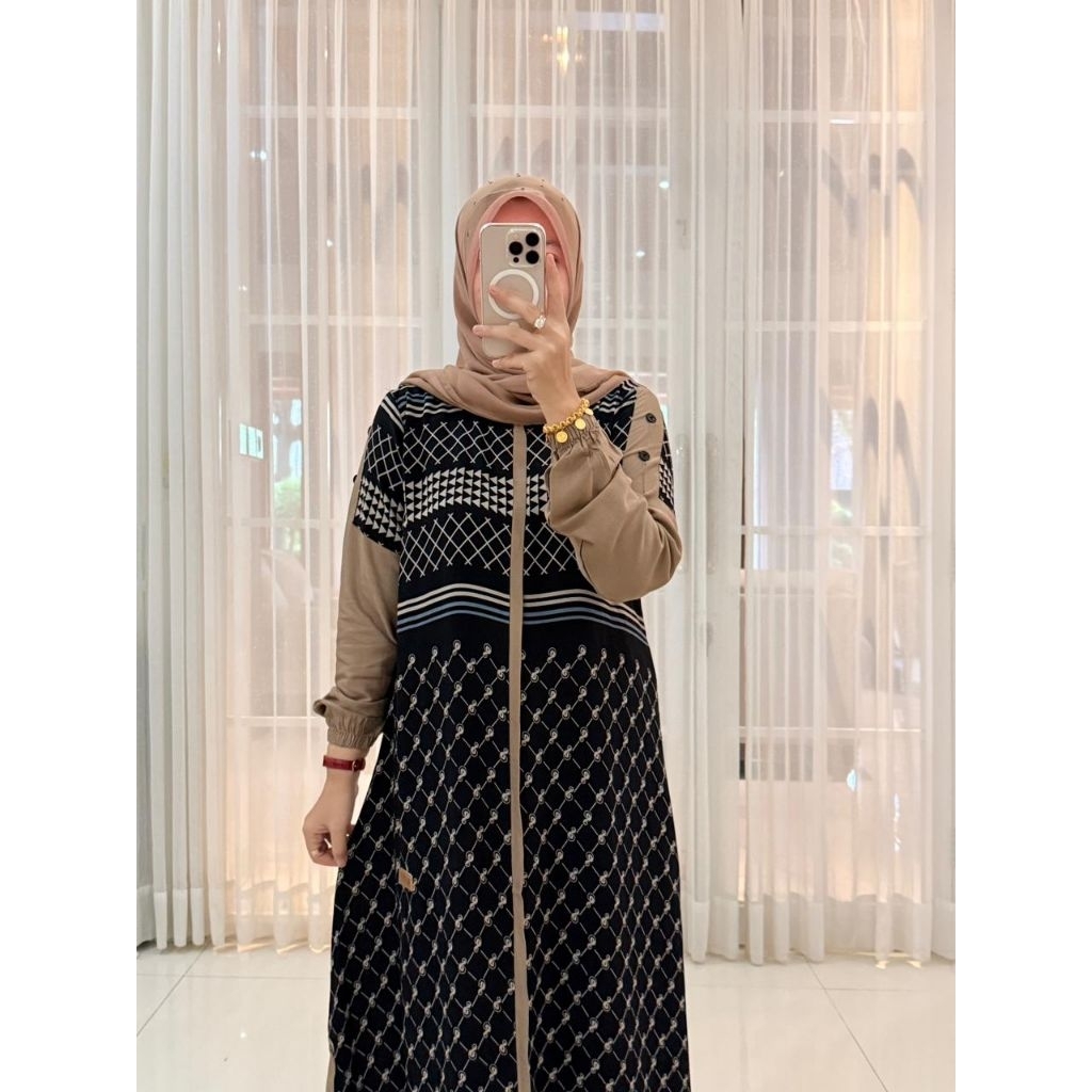 NADHEEFA STORE GAMIS TWILL JANUARI SERIES MOTIF HITAM CREAM