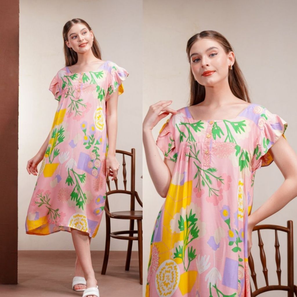 Oriana Homewear Midi Dress Daster Pendek Busui Malvia Sizing Collection
