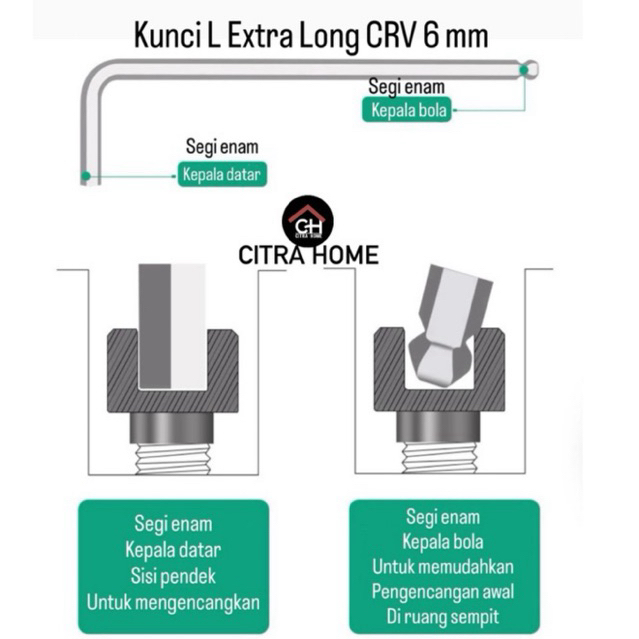 Kunci L Extra Panjang CR-V 6mm Boda