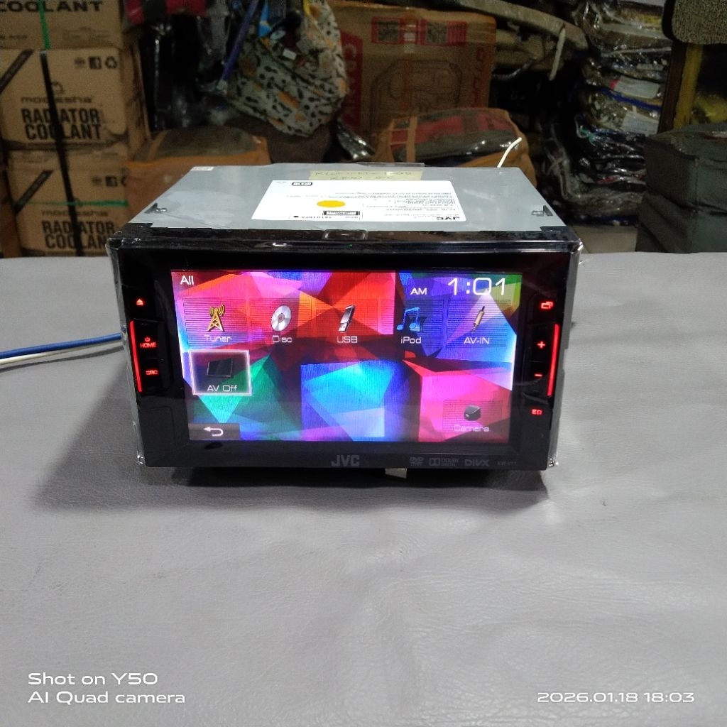 Head unit JVC KW-V11 Eks Honda sudah dipasang bluetooth