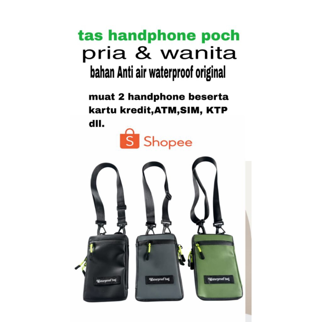 Tas Handphone Waterproof Anti Air Original | Poch HP Pria Wanita | Sling Bag HP