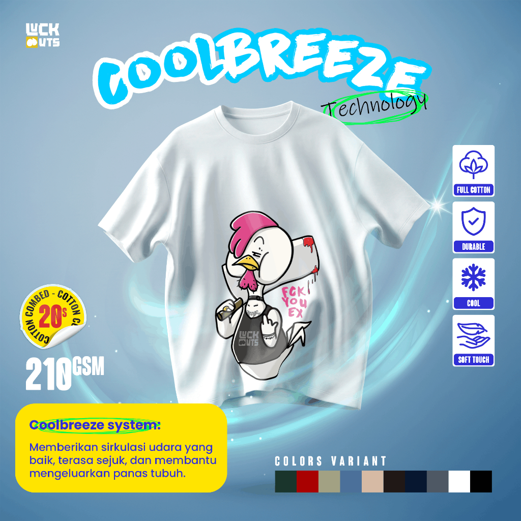 Lucknuts Kaos CoolBreeze FCK YOU EX Pria Wanita Cotton Combed 20s | 210GSM