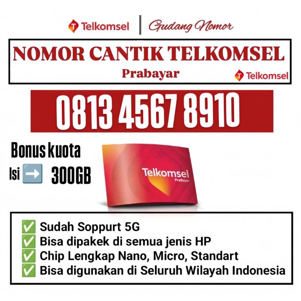 Nomor Cantik Telkomsel 11 DIGIT Premium - Kartu Perdana Simpati Murah BONUS KUOTA 300GB