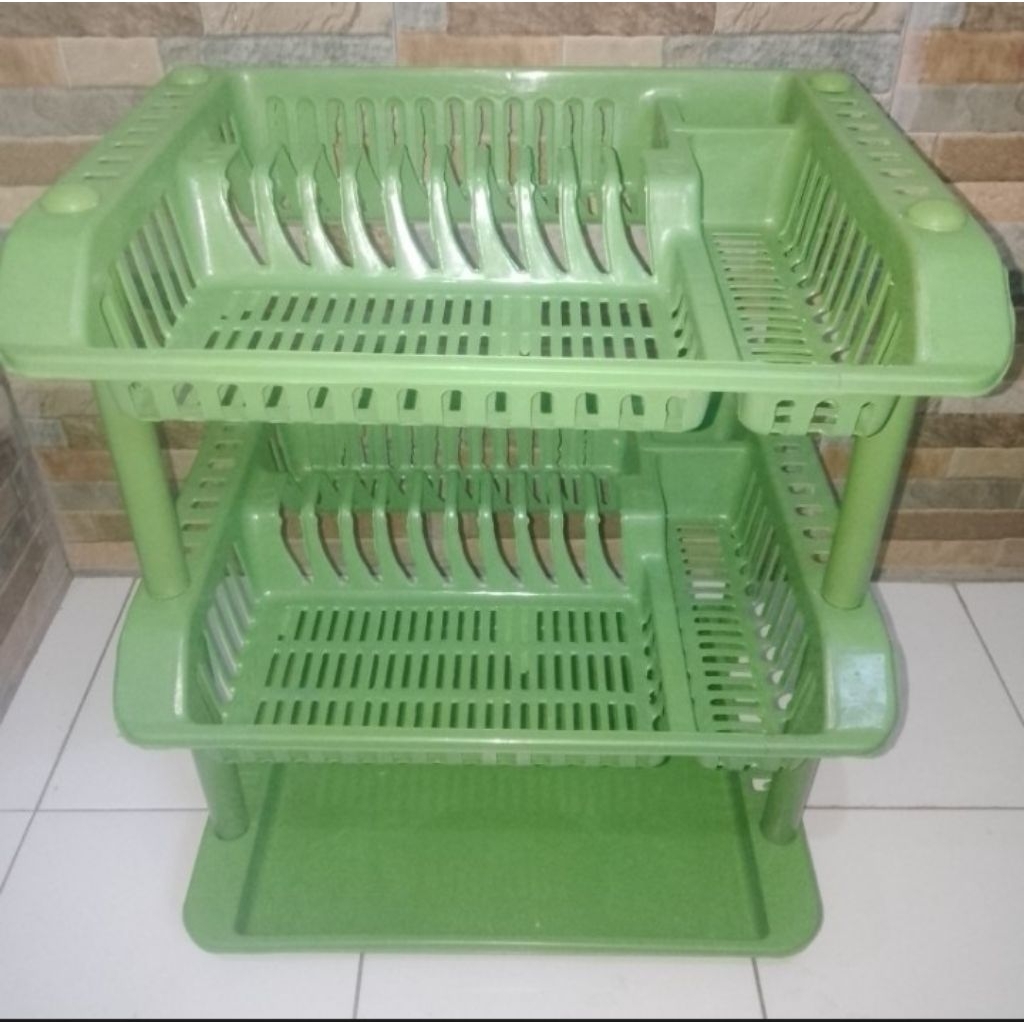 Rak Piring Plastik Susun 3 (P 48 cm × L 35 cm × T 40 cm)