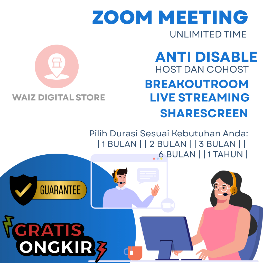 AKUN ZOOM MEETING PRO ANTI DISABLE 100 PESERTA