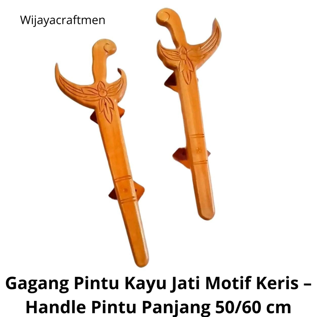 Gagang Pintu Kayu Jati Motif Keris – Handle Pintu Panjang 50/60 cm