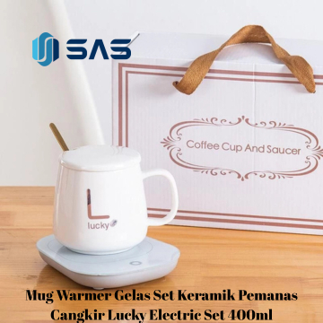 Mug Warmer Gelas Set Keramik Pemanas Cangkir Lucky Electric Set 400ml