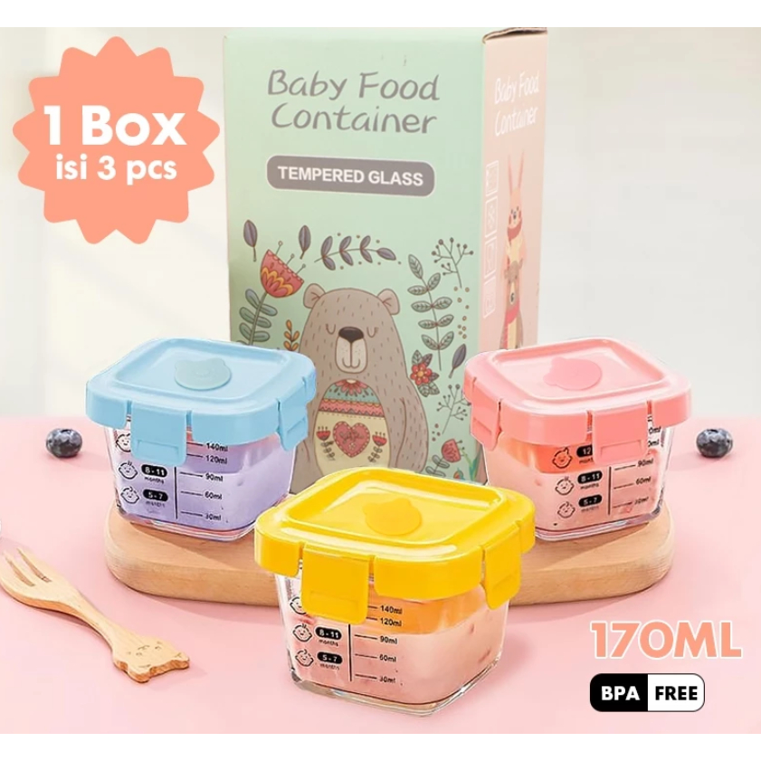 Baby Food Container Mpasi | Tempat Mpasi Kaca Container Mpasi Tahan Panas | Bayi Wadah Mpasi Kaca