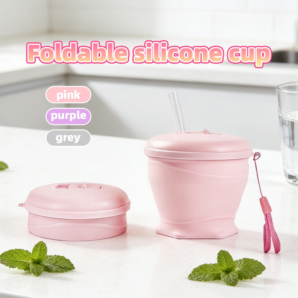 Gelas Lipat Silikon/Piala Lipat Perjalanan/Gelas Silikon Portabel Multifungsi