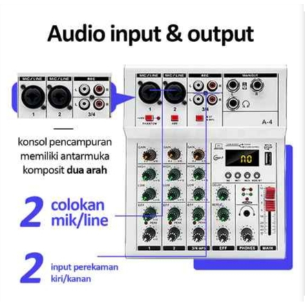 Mixer audio 4 channel profesional/99dsp misker suara/mixer mini dengan Bluetooth/misker audio 4 Salu