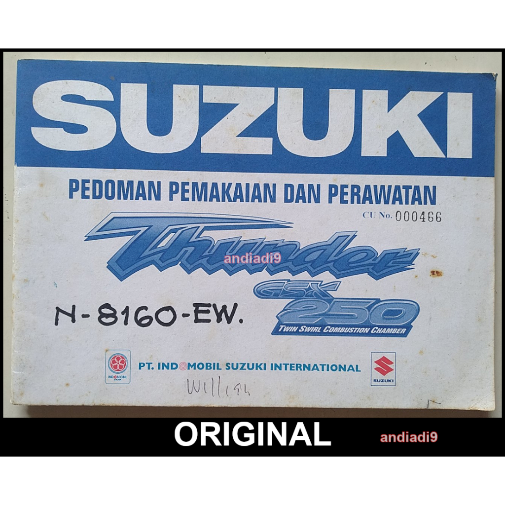BUKU PEDOMAN PEMAKAIAN DAN PERAWATAN SEPEDA MOTOR SUZUKI THUNDER GSX 250 TWIN SWIRL COMBUSTION CHAMB