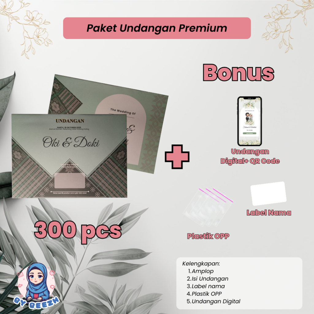 (50 pcs) Paket Undangan Pernikahan Premium 1 | Undangan dengan Amplop | Undangan Cetak | Undangan we