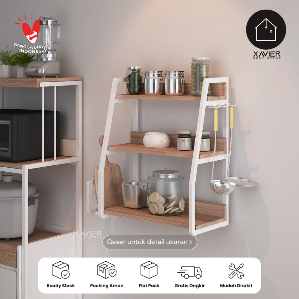 Xavier Home Decor | Rak Bumbu Dapur CLARA - Rak Bumbu Gantung 3 Susun