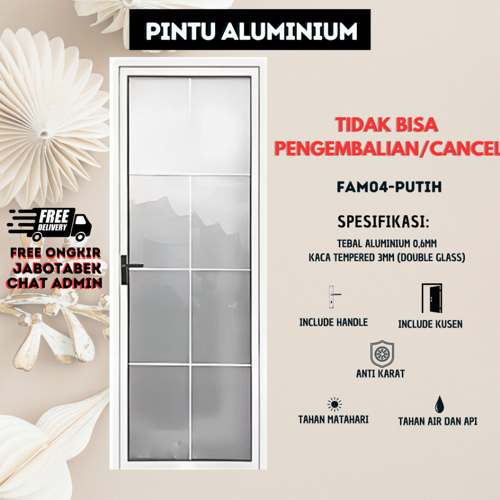 Pintu aluminium,  pintu alumi, pintu kamar mandi, pintu toilet, pintu indoor, Aluminium CUSTOM