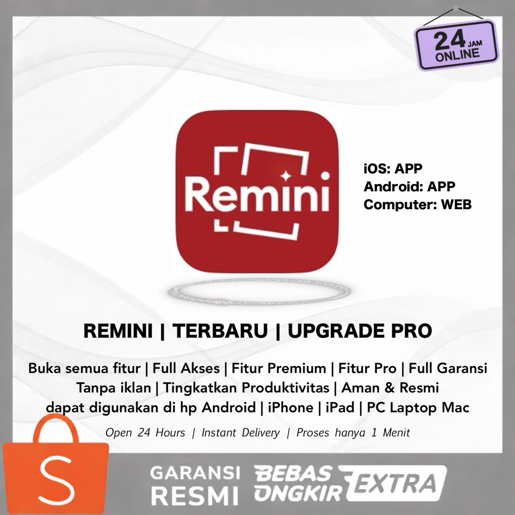 REMINI APP iOS/ANDROID PRO 1 TAHUN
