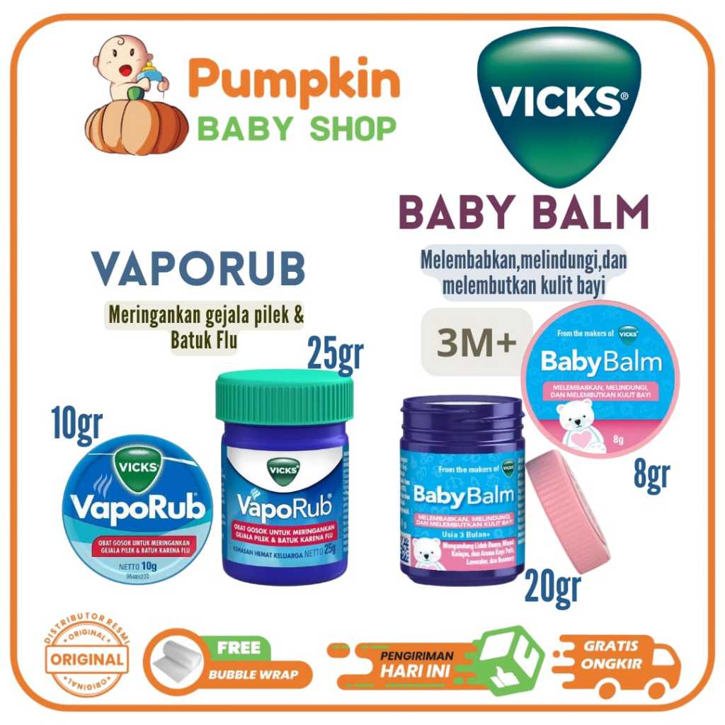 Vicks Vaporub - Vicks Baby Balm - Vicks Balsem Meringankan Gejala Batuk dan pilek