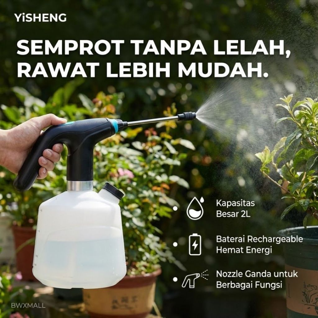 Sprayer Elektrik 2L YiSHENG Semprotan Burung Mandi Disinfektan Cuci Motor Mobil Alat Penyiram Tanama