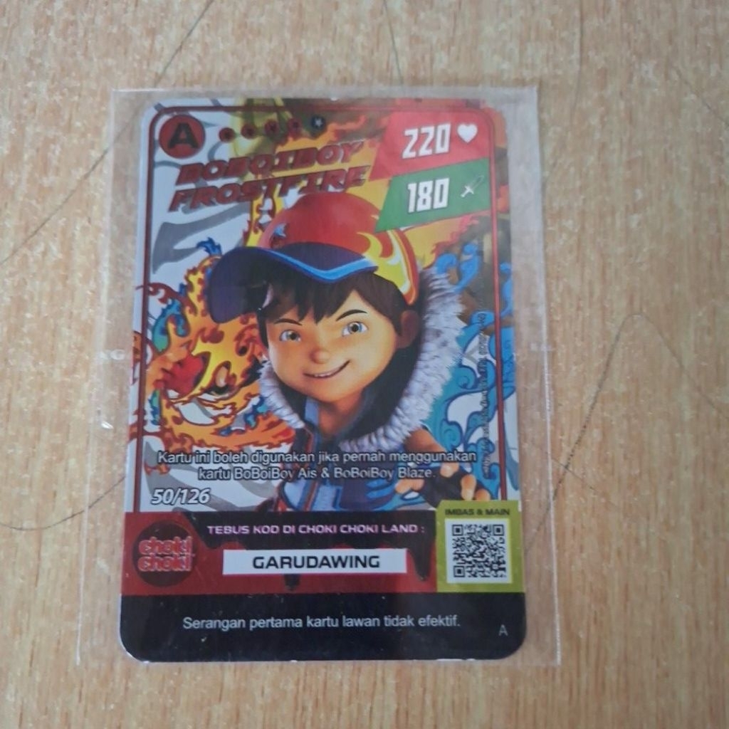 kartu boboiboy frost fire choki choki