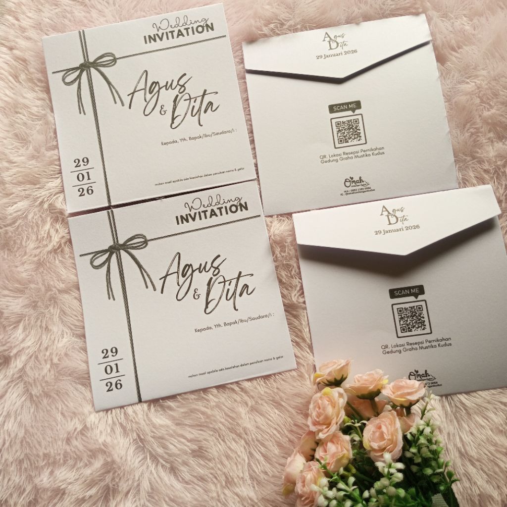 Undangan Monochrome/Undangan Semi Amplop/Undangan Lipat 3