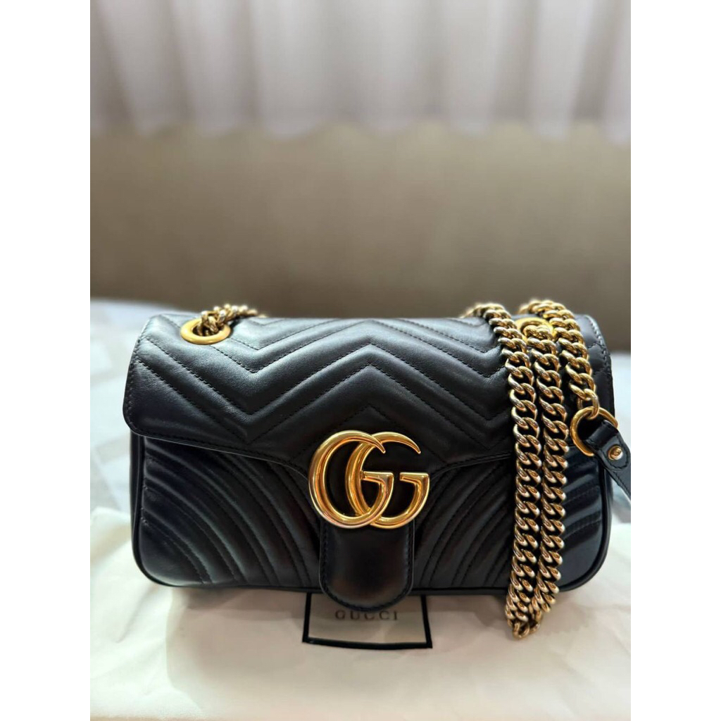 (PRELOVED) Gucci Marmont Small Black GHW 26cm