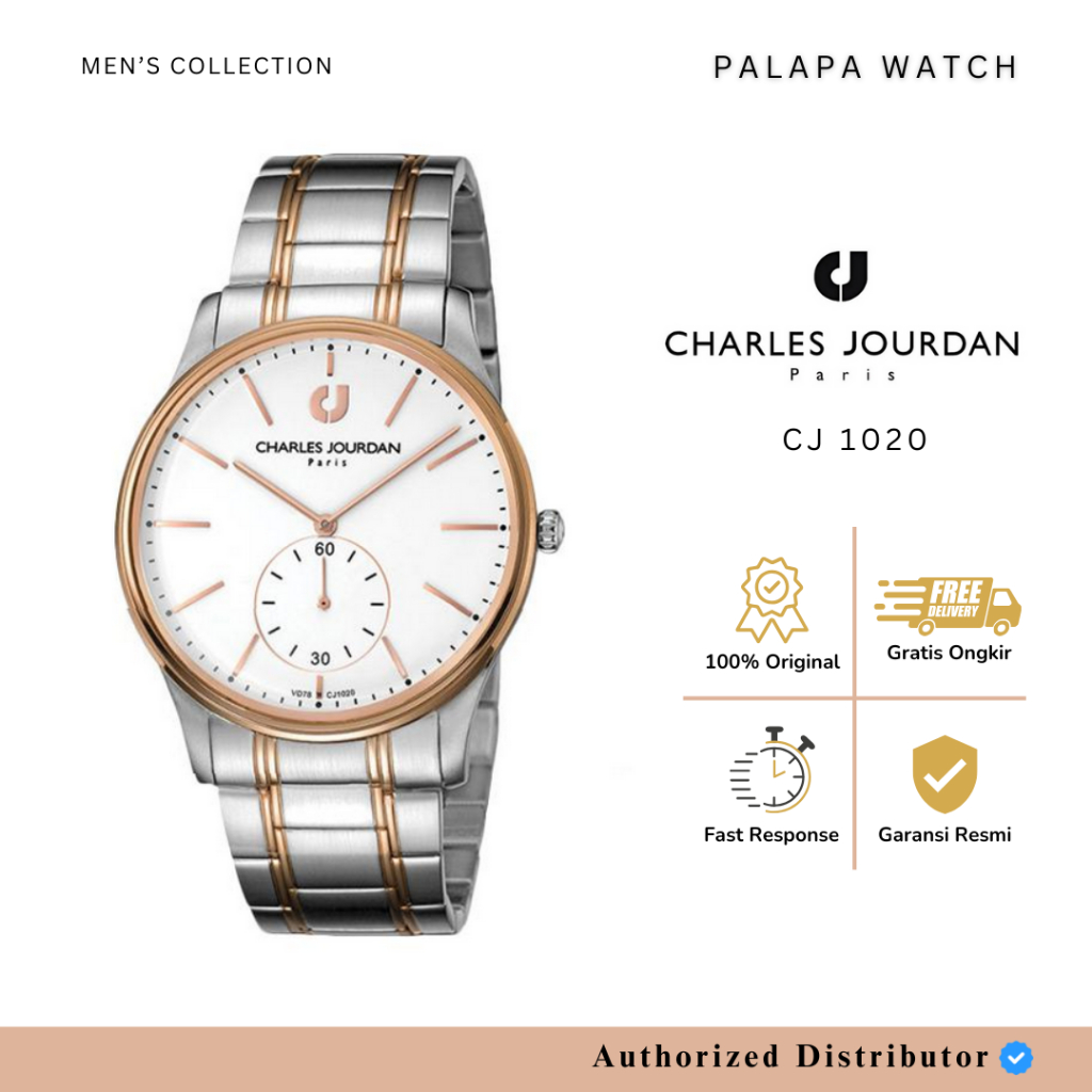 Jam Tangan Pria Charles Jourdan CJ 1020 / cj1020 / 1020 Rantai Original