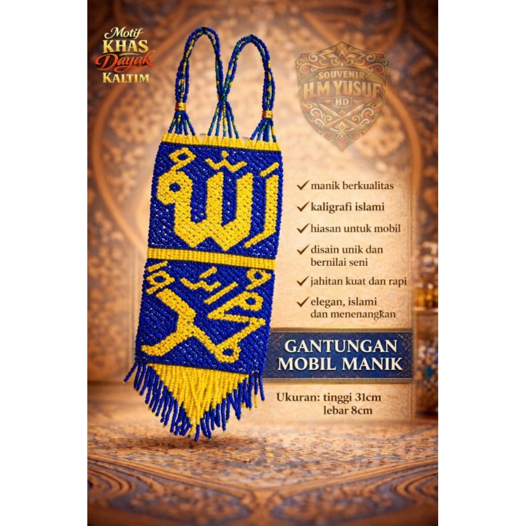 hiasan mobil,hiasan mobil manik,hiasan allah mihammad,gantungan hias