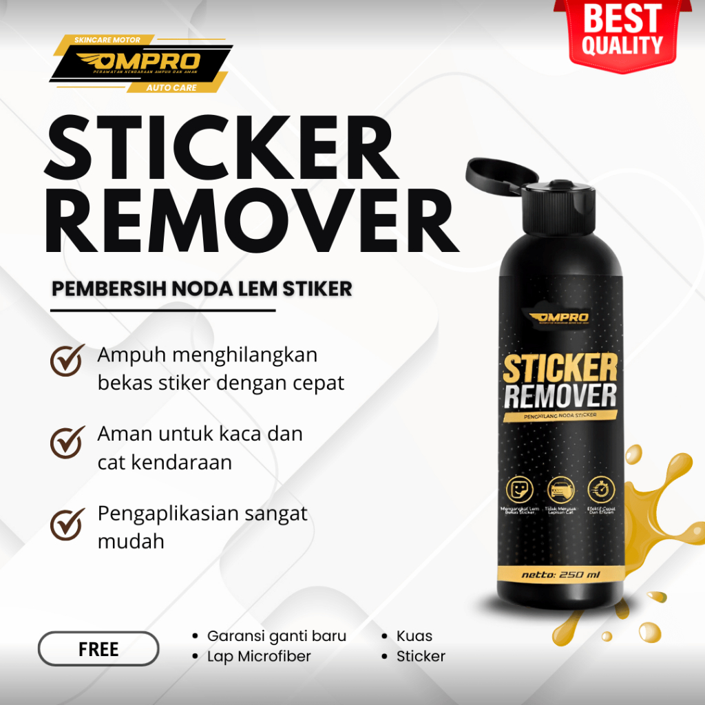 Pembersih Bekas Lem Stiker Aman Remover Motor Mobil Vehicle Sticker OMPRO COD