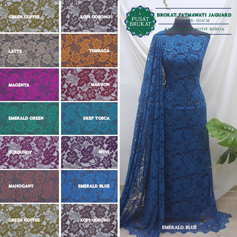 KAIN BRUKAT FATMAWATI PREMIUM / BAHAN KEBAYA METERAN BROKAT JAQUARD / COCOK UNTUK DRESS GAUN GAMIS -