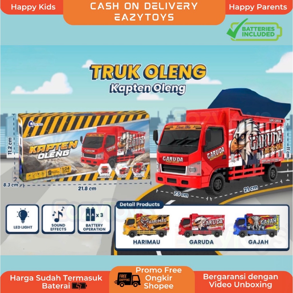 Mainan Mobil  Mobilan Truk Oleng Basuri Ada Lampu dan Suara