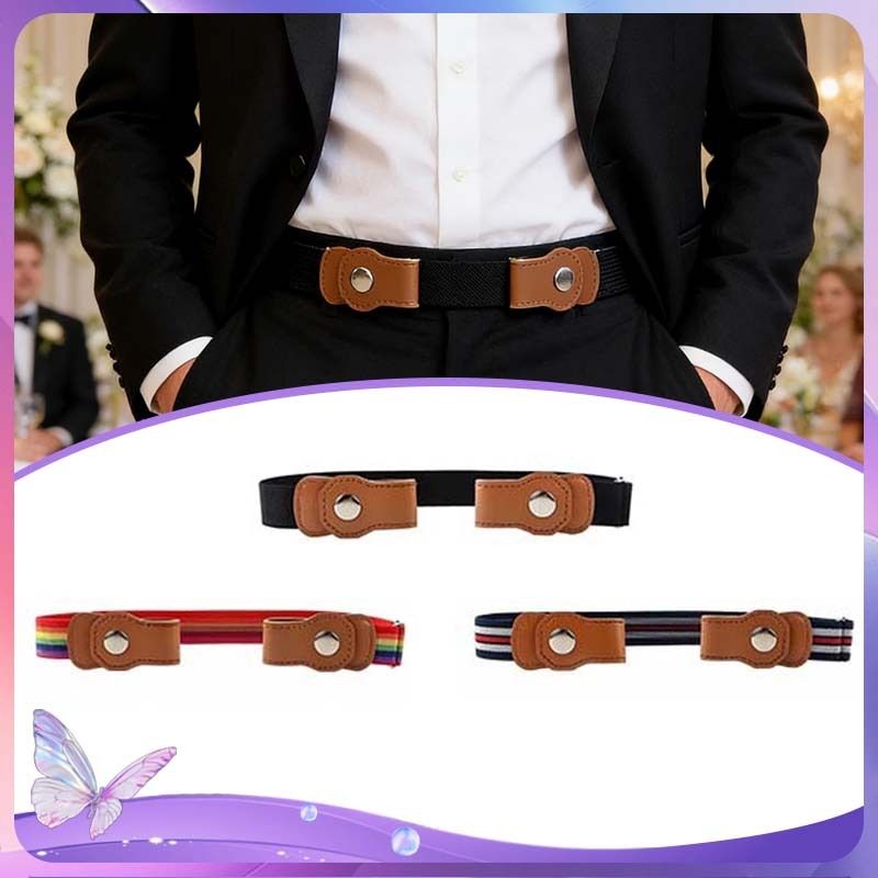 Ikat Pinggang Tanpa Lubang Ring Belt Elastis Adjustable Sabuk Malas Korea Fashion Pria Wanita Nyaman