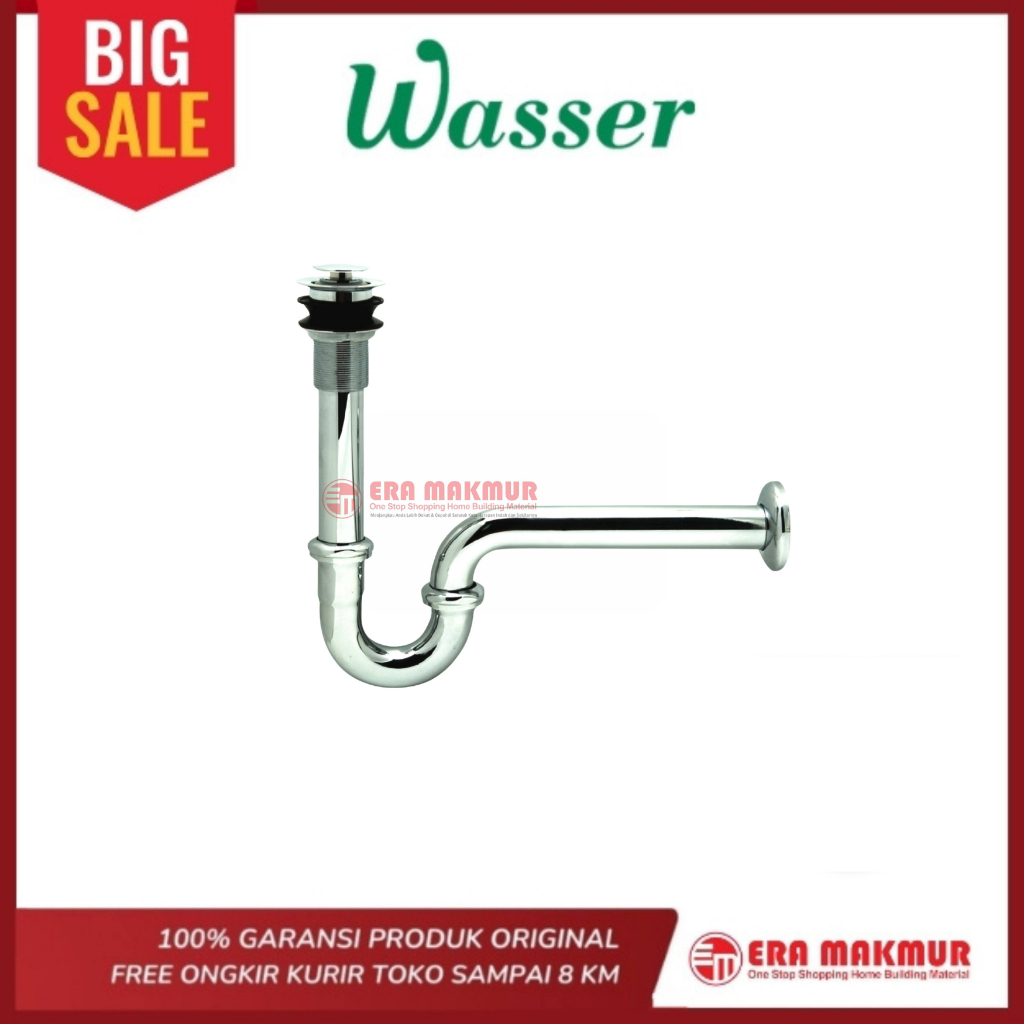 WASSER - Sifon Wastafel P-Trap + Afur Pencet BTW 002-306 - Sifon P-Trap Wastafel
