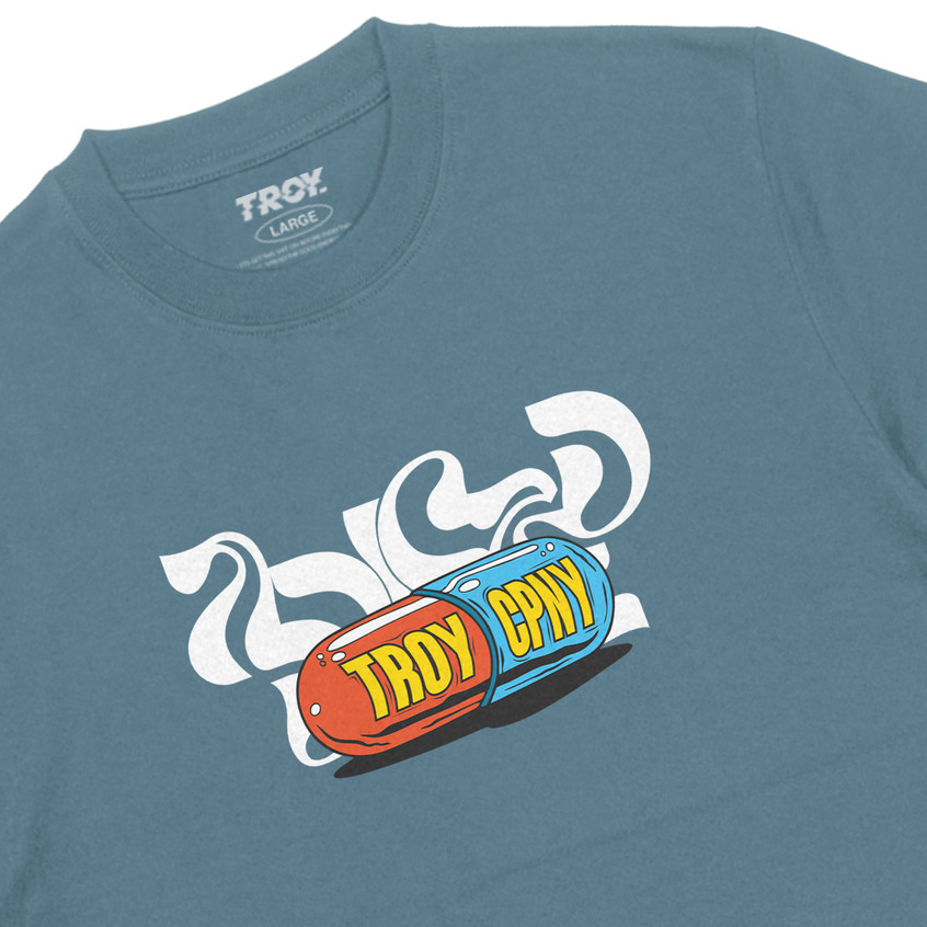 Troy Company Tshirt Mineral Blue Addicted - Kaos Lengan Pendek Kaos Biru Mineral MTD 2821