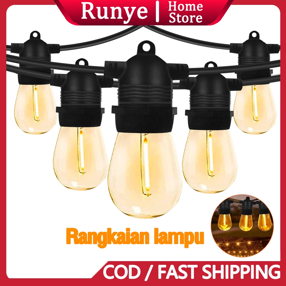 15 Meter 15 Lampu Kabel Lampu Outdoor E27 Led Tahan Air Lampu Komplit Lampu Hias Cafe