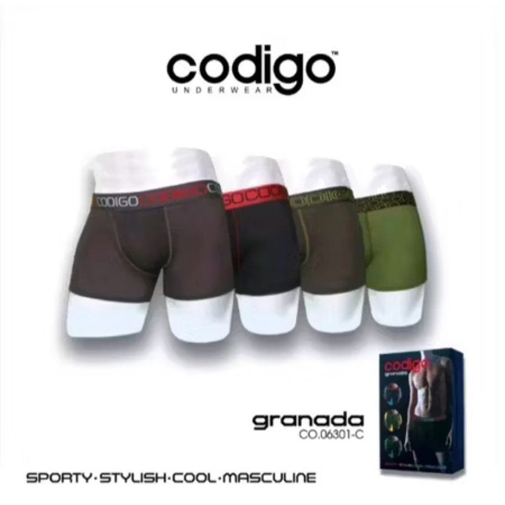 (3pcs) Codigo || Celana Dalam Pria / Cowok Model Boxer Codigo Granada