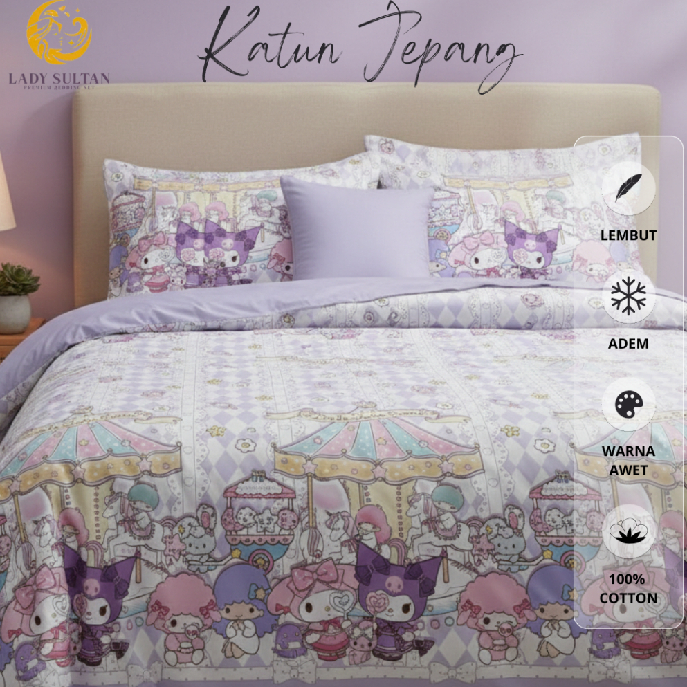 Lady Sultan Bedcover Set Katun Jepang Motif Onegai My Melody