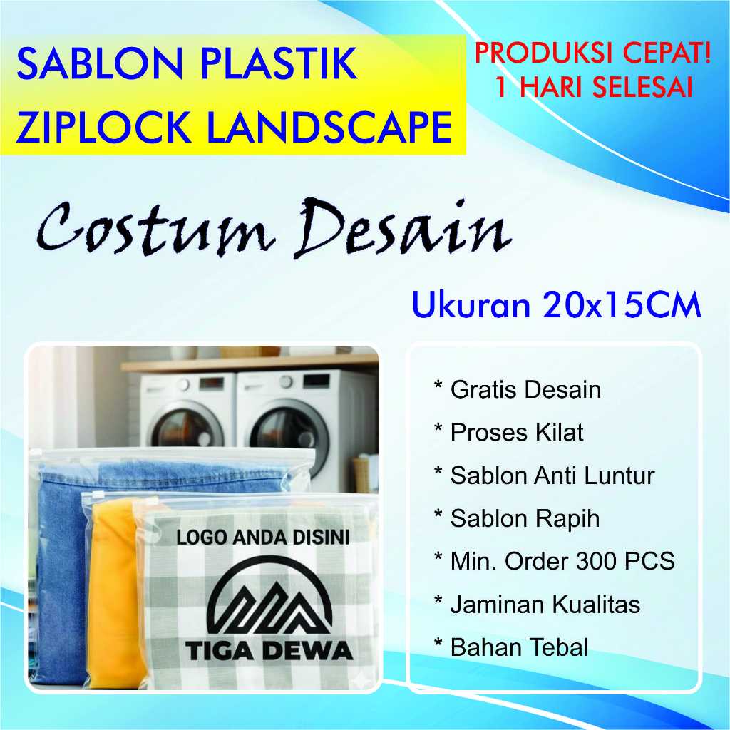 Sablon Zipper Bag Landscape Doff 20x15cm | Sablon 1 Warna 1 Sisi Custom FREE DESIGN