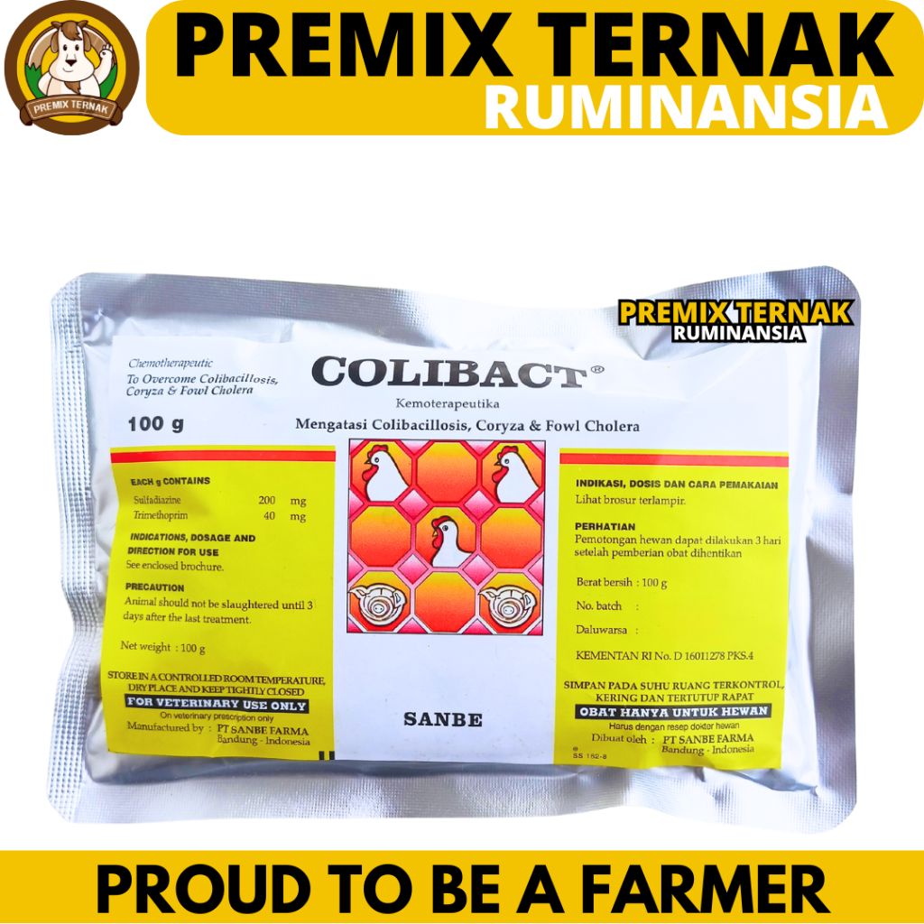 COLIBACT SERBUK 100 GRAM SANBE - Obat Ayam Antibakteri Berdaya Kerja Tinggi Untuk Unggas & Babi