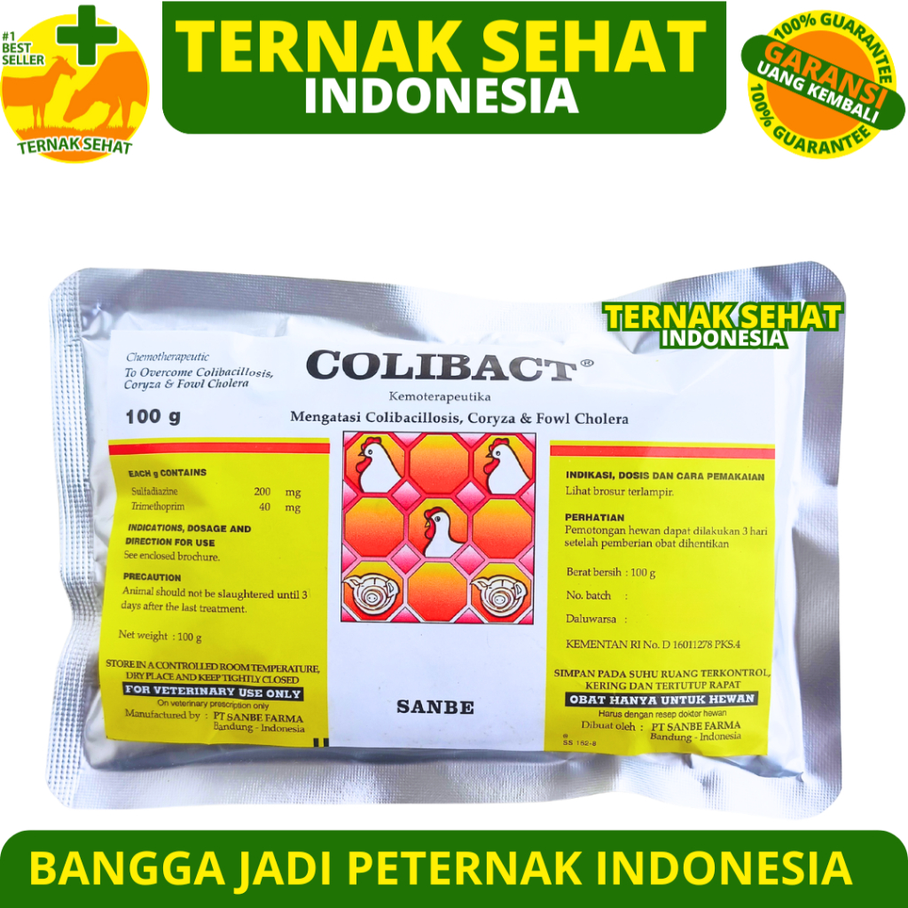 COLIBACT SERBUK 100 GRAM SANBE - Obat Ayam Antibakteri Berdaya Kerja Tinggi Untuk Unggas & Babi