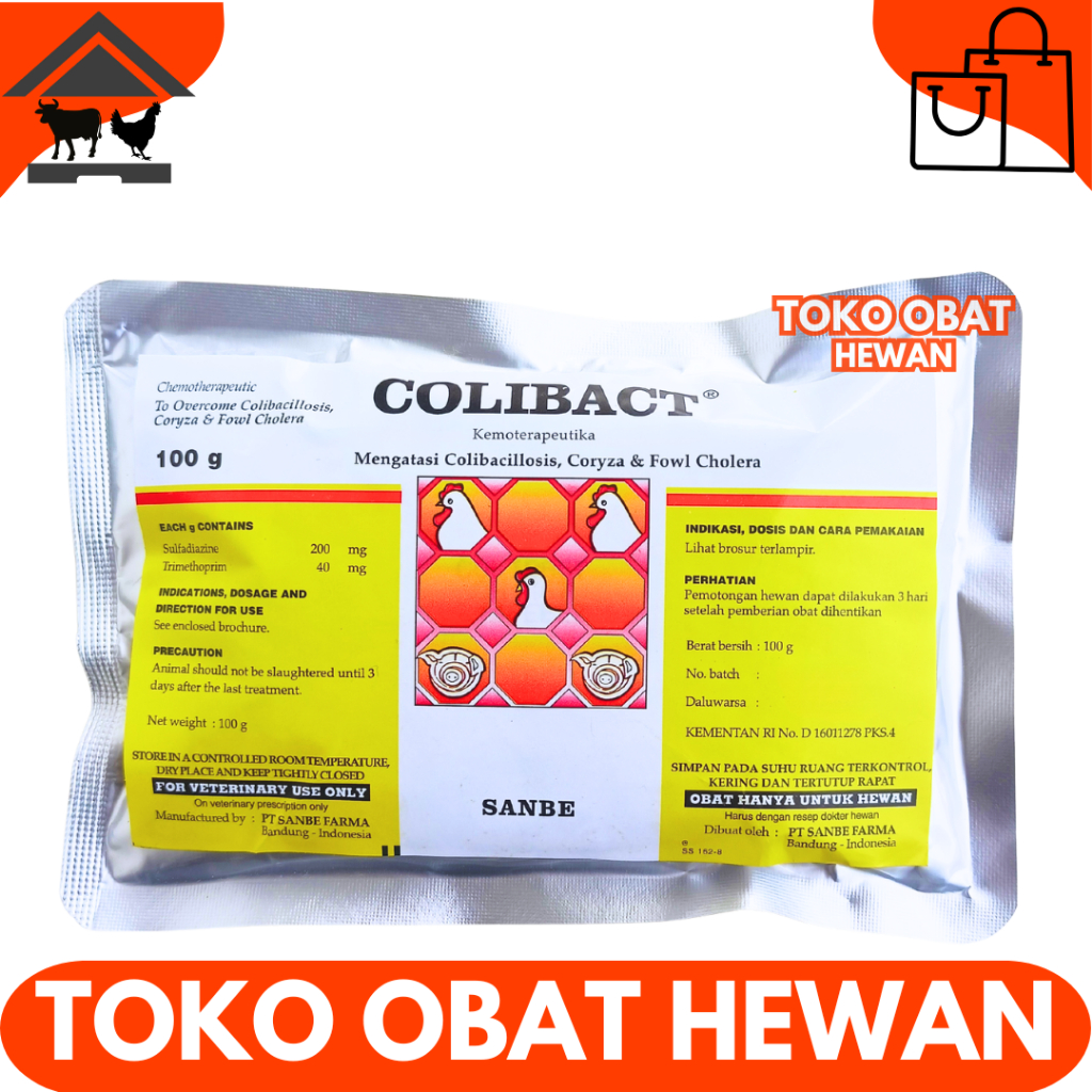 COLIBACT SERBUK 100 GRAM SANBE - Obat Ayam Antibakteri Berdaya Kerja Tinggi Untuk Unggas & Babi