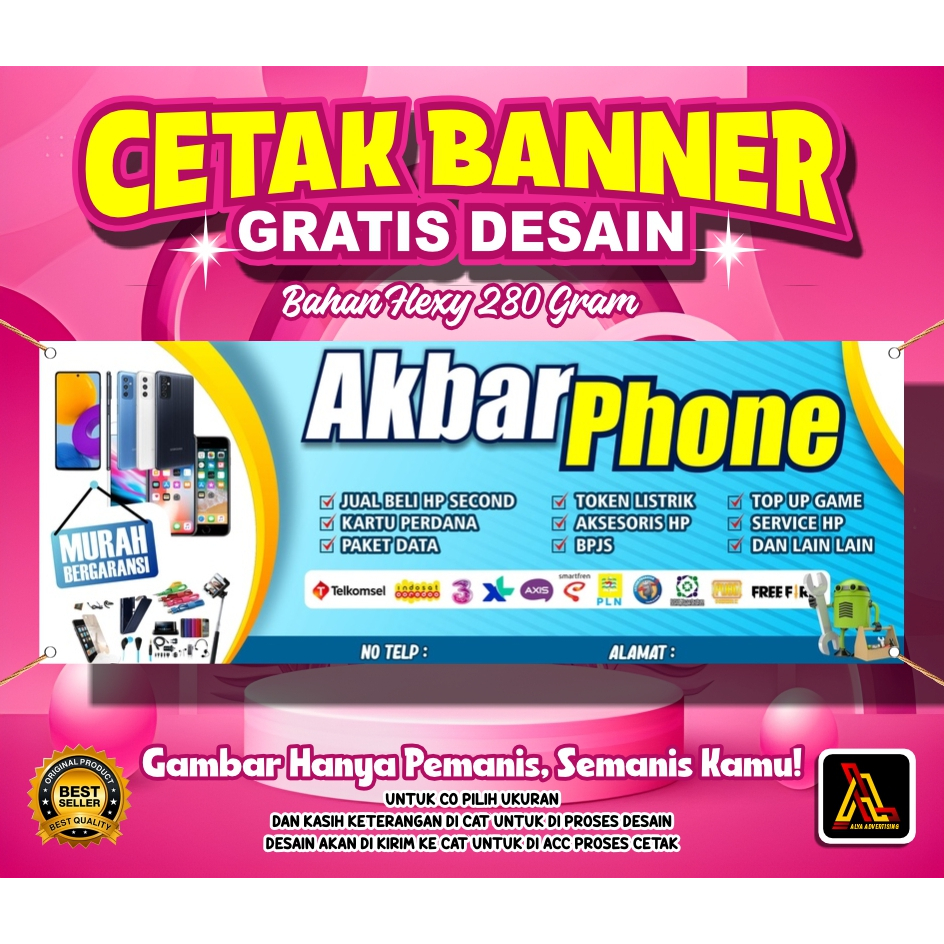 BANNER KONTER / JUAL PULSA TERLARIS FREE DESAIN SEHARI JADI