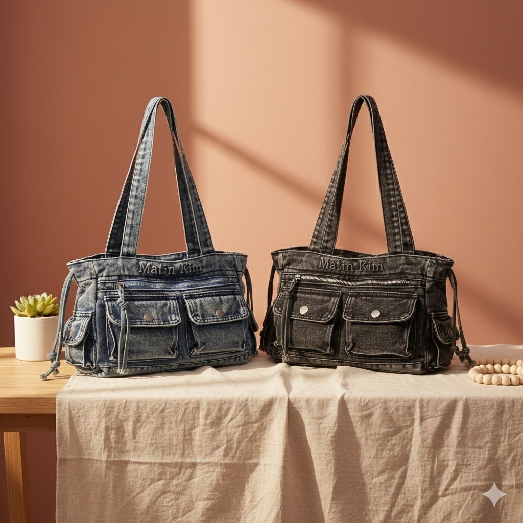 Tas Bahan Jeans Denim Wanita Shoulder Bag Premium Kekinian Tas Anti mainstream Unik Keren Nbs177