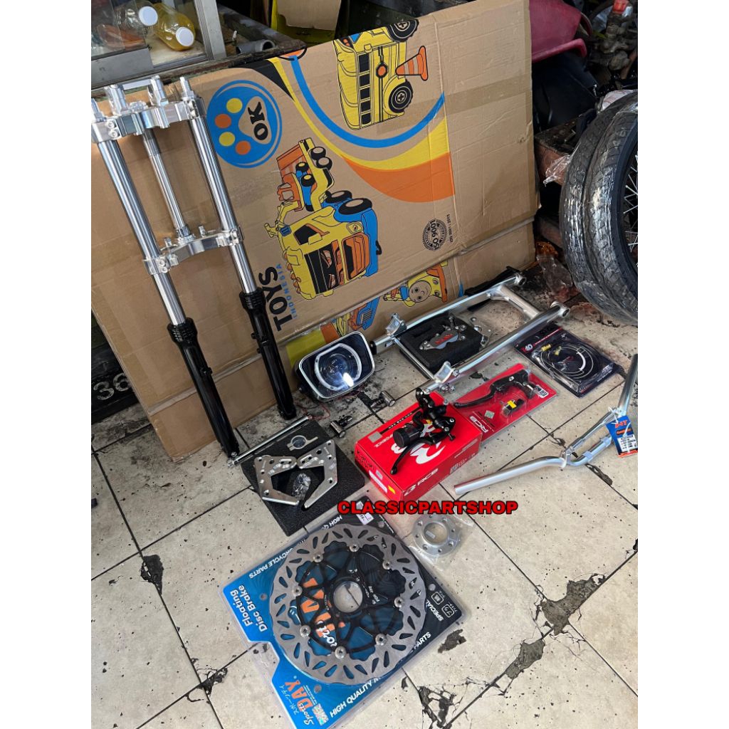 paket shok skok shock depan ninja r rr ss segitiga T atas bawah full cnc pnp yamaha rx king rx spesi