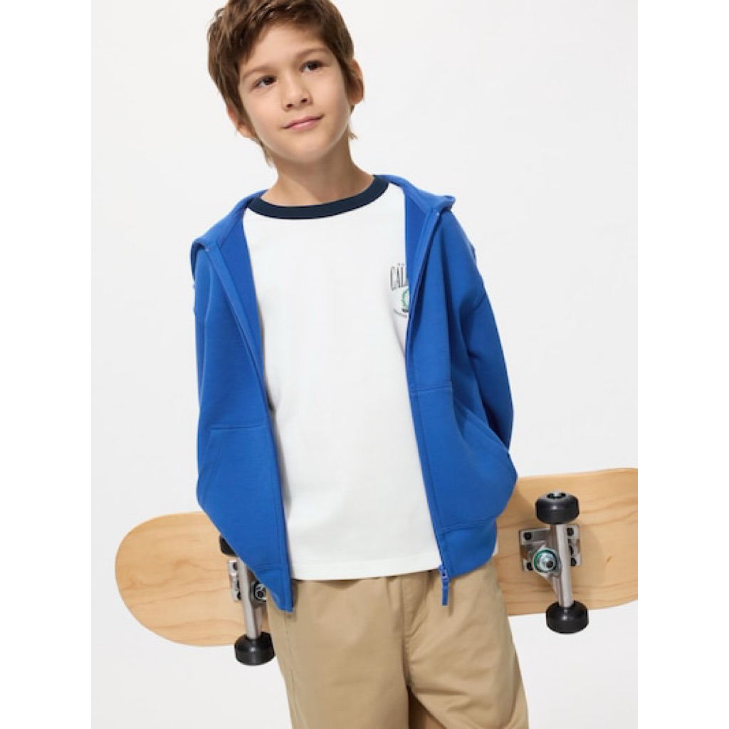 Jaket Hoodie Dry Sweat Ritsleting Uniqlo Kids