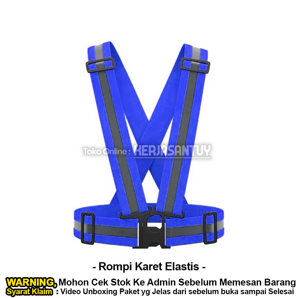Rompi Safety Proyek Karet Elastis warna Biru / Safety Vest Scothlite