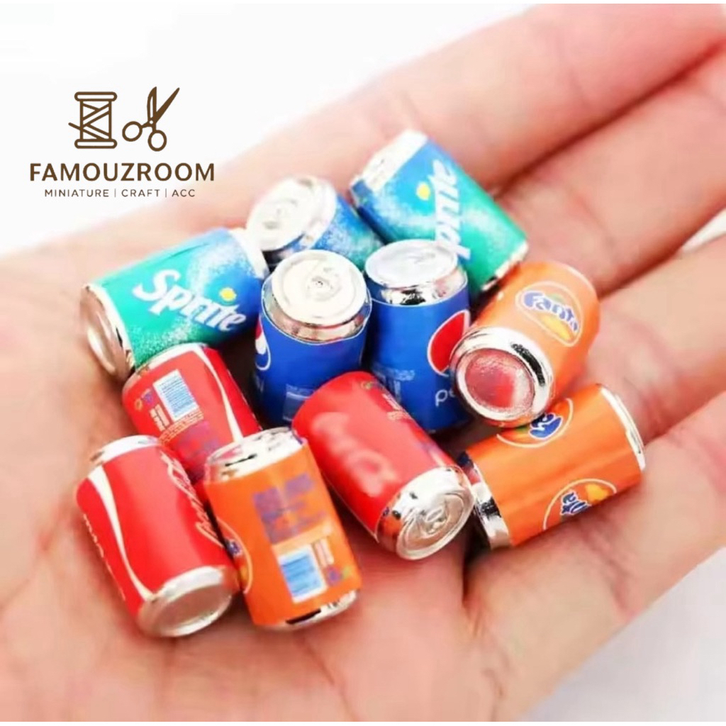 Miniatur Botol Minuman Soda (4 pcs)- Miniatur Minuman Kaleng Soda Coca Cola / Pepsi / Sprite / Fanta