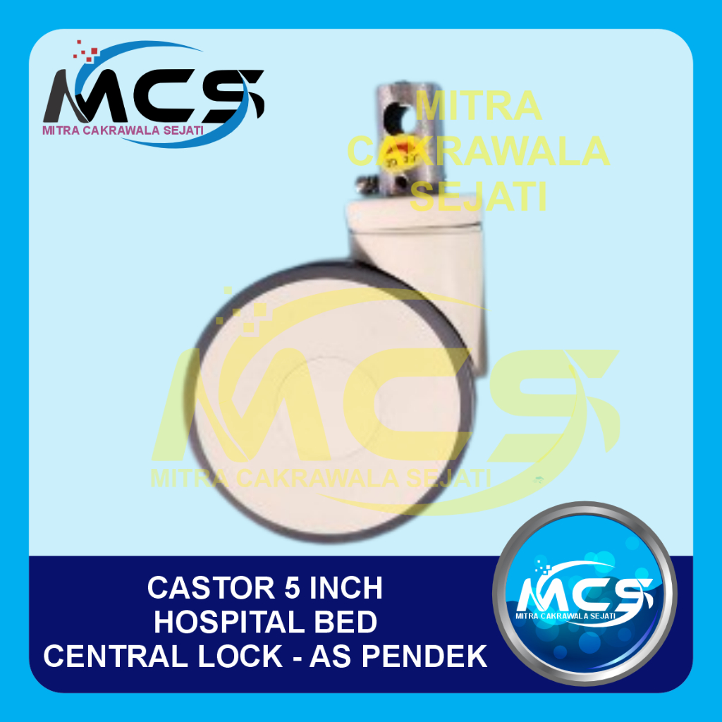 Castor / Roda Hospital Bed (Rumah Sakit) Double Wheel Central Lock 5 inch - As Pendek