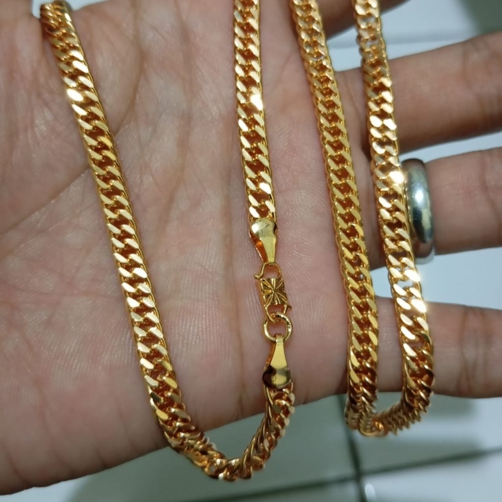 [Gratis Cincin] Kalung Rantai Lipan Pengait S kalung Jumbo Pria Wanita Lapis Emas Anti karat